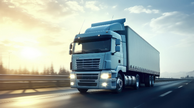 large truck driving on road