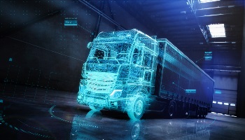 modern blue lights image of large truck